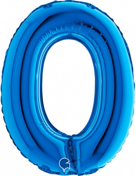 Globo Numero 0 de 36cm Azul - Foil Poliamida - G14000B