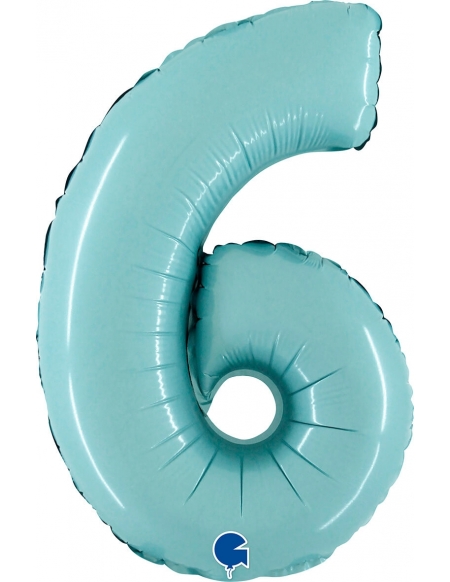 Globo Numero 6 de 36cm Azul Baby - Foil Poliamida - G14066PB