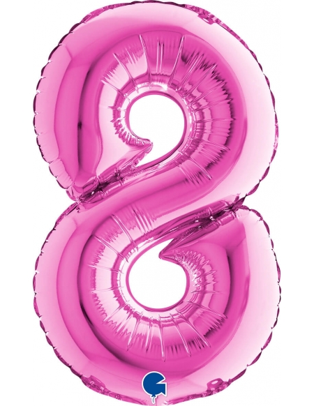 Globo Numero 8 de 36cm Rosa Hot - Foil Poliamida - G14018F