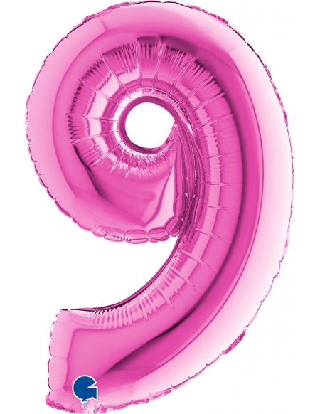 Globo Numero 9 de 36cm Rosa Hot - Foil Poliamida - G14019F