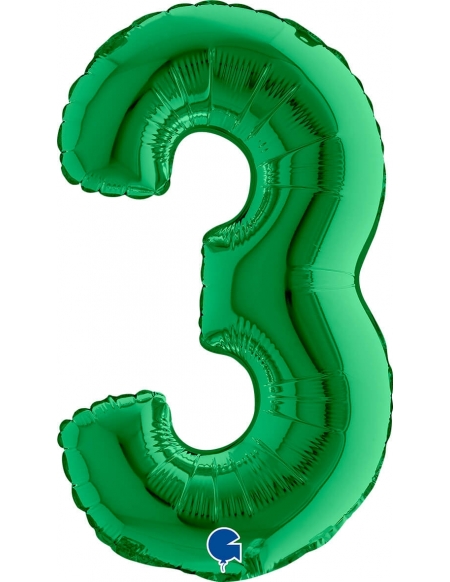 Globo Numero 3 de 36cm Verde - Foil Poliamida - G14033GR