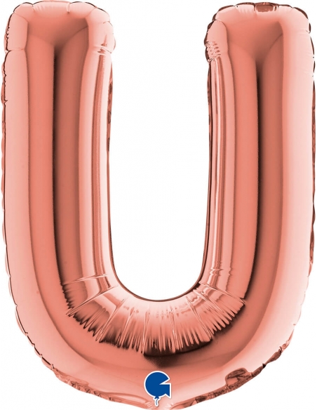 Globo Letra U Oro Rosa 36cm
