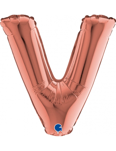 Globo Letra V Oro Rosa 36cm