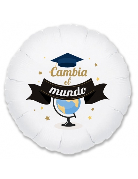 Globo Graduación Cambia el mundo - Redondo 45cm Foil Poliamida