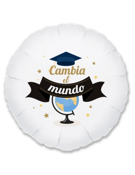 Globo Graduación Cambia el mundo - Redondo 45cm Foil Poliamida
