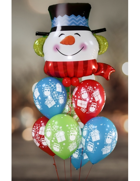 Ramo de globos Muñeco de nieve navideño