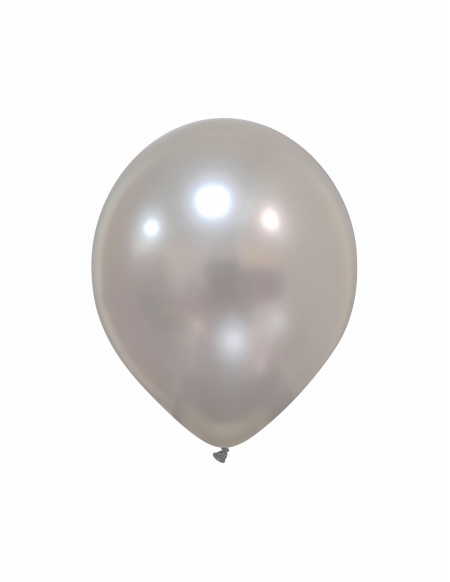 Globo Redondo Premium Metalizado 13cm Plata Pura - Bolsa 100 UDS