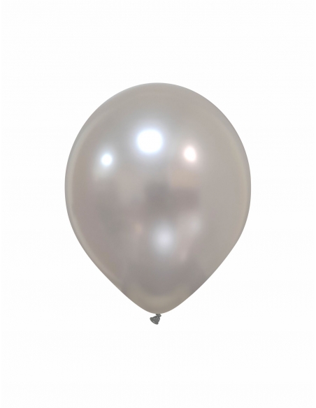 Globo Redondo Premium Metalizado 13cm Plata Pura - Bolsa 100 UDS