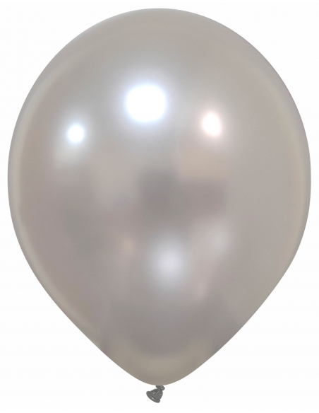 Globo Redondo Premium Metalizado 32cm Plata Pura - Bolsa 100 UDS