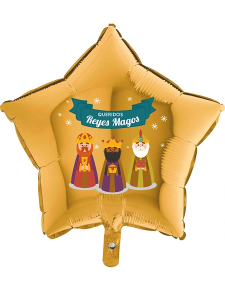 Globos Queridos Reyes Magos Estrella 45cm Oro