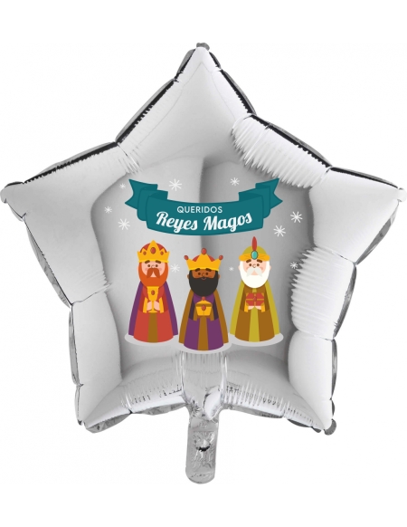 Globos Queridos Reyes Magos Estrella 45cm Plata