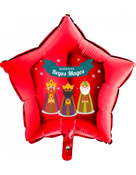 Globos Queridos Reyes Magos Estrella 45cm Rojo