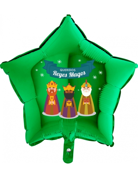 Globos Queridos Reyes Magos Estrella 45cm Verde