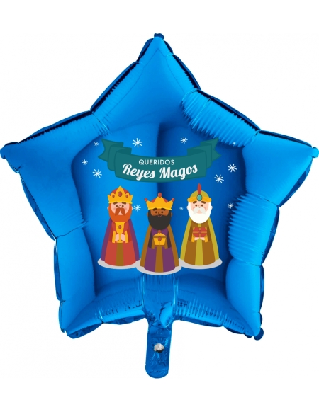 Globos Queridos Reyes Magos Estrella 45cm Azul