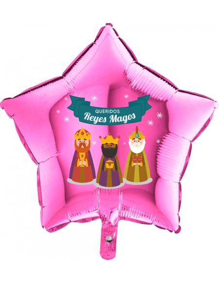 Globos Queridos Reyes Magos Estrella 45cm Fucsia