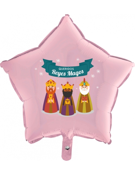 Globos Queridos Reyes Magos Estrella 45cm Rosa Baby