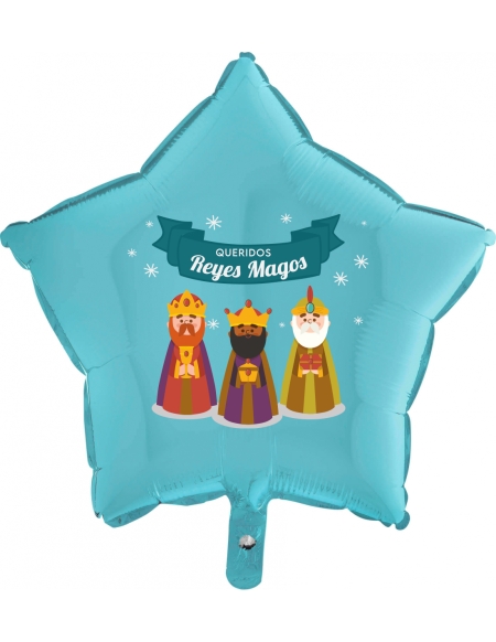 Globos Queridos Reyes Magos Estrella 45cm Azul Baby