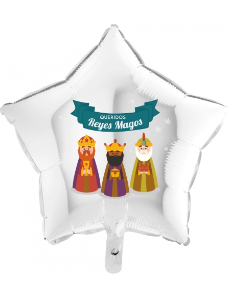 Globos Queridos Reyes Magos Estrella 45cm Blanca