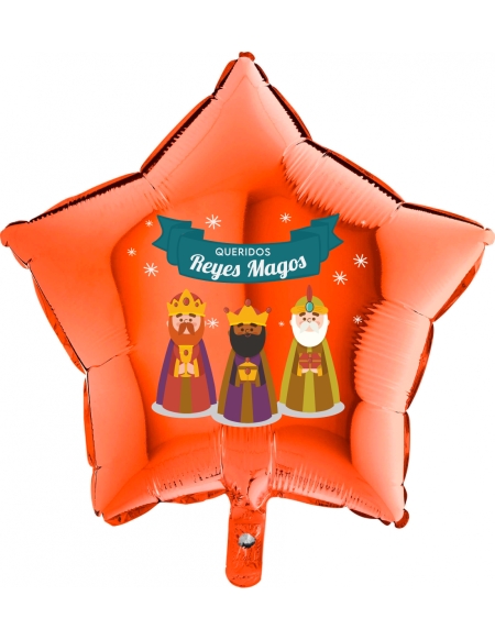 Globos Queridos Reyes Magos Estrella 45cm Naranja