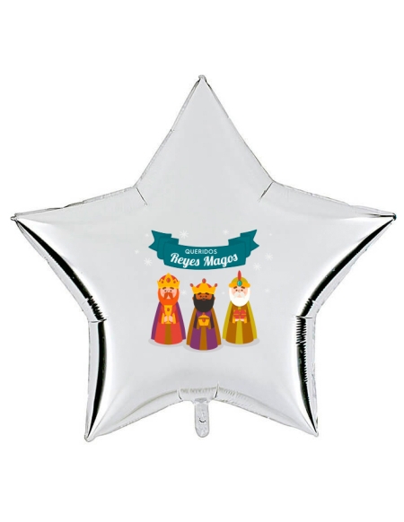 Globos Queridos Reyes Magos Estrella 91cm Plata