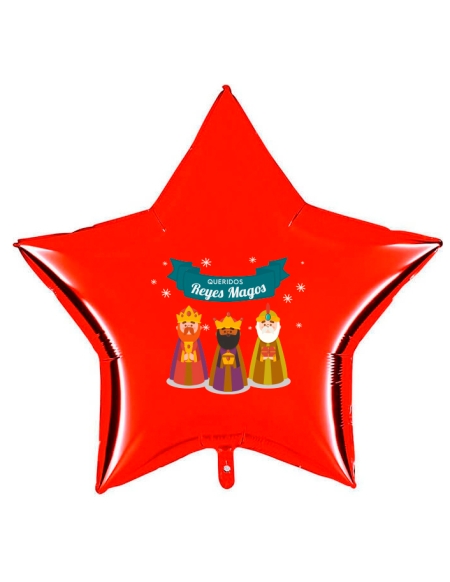 Globos Queridos Reyes Magos Estrella 91cm Rojo