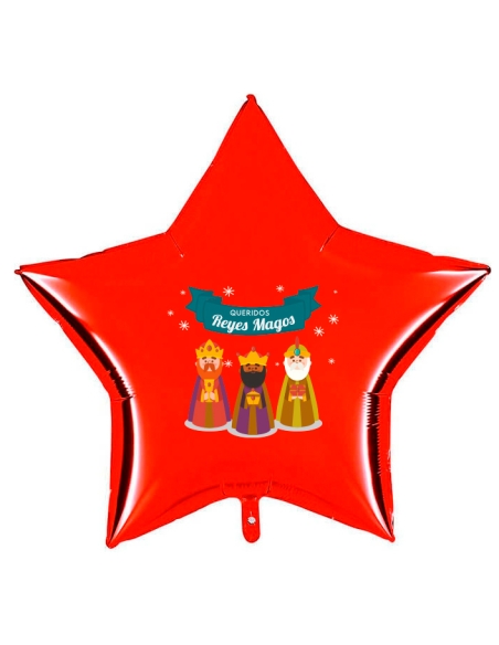 Globos Queridos Reyes Magos Estrella 91cm Rojo
