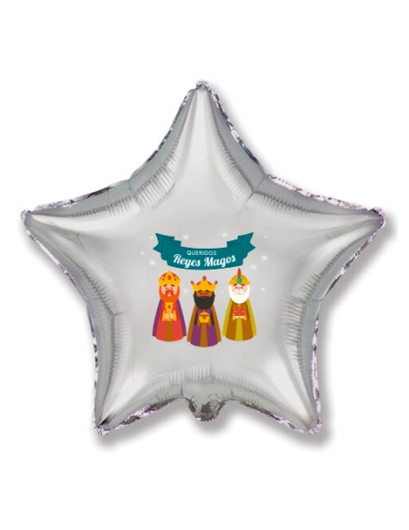 Globos Queridos Reyes Magos Estrella 78cm Plata