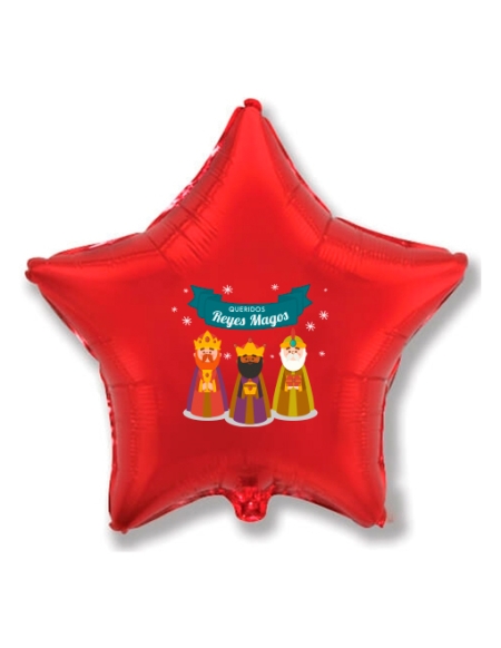 Globos Queridos Reyes Magos Estrella 78cm Rojo