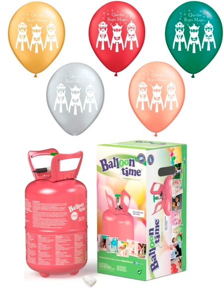 Bombonas de Helio Desechable 0.25m3 con 30 Globos Rosa Metalizados