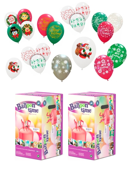 100 Globos Navidad Latex con Bombona de Helio