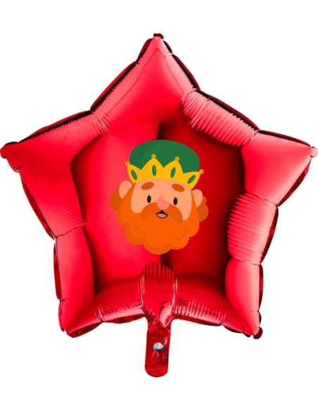 Globos Reyes Magos Gaspar Estrella 45cm Rojo