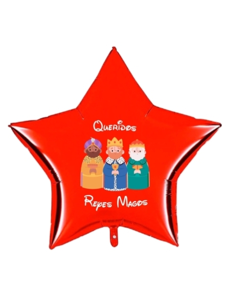 Globos Queridos Reyes Magos 2022 Estrella 91cm Rojo