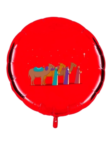 Globos Queridos Reyes Magos Camellos Redondo 91cm Rojo