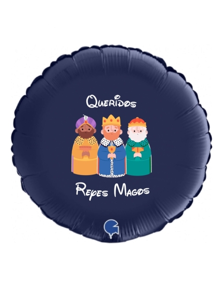 Globos Queridos Reyes Magos 2022 Redondo 91cm Azul