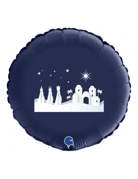 Globos Queridos Reyes Magos Portal Belen Redondo 91cm Azul