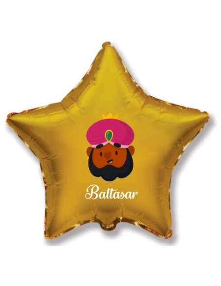 Globos Reyes Magos Baltasar Nombre Estrella 78cm Oro