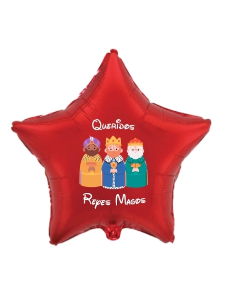 Globos Queridos Reyes Magos 2022 Estrella 78cm Rojo