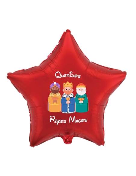 Globos Queridos Reyes Magos 2022 Estrella 78cm Rojo