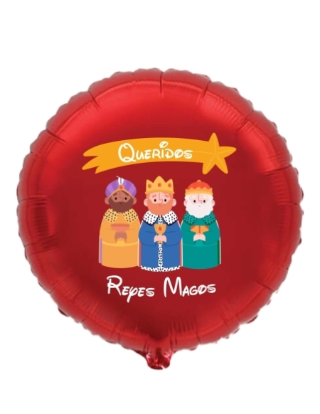 Globos Queridos Reyes Magos 2022 Redondo 78cm Rojo