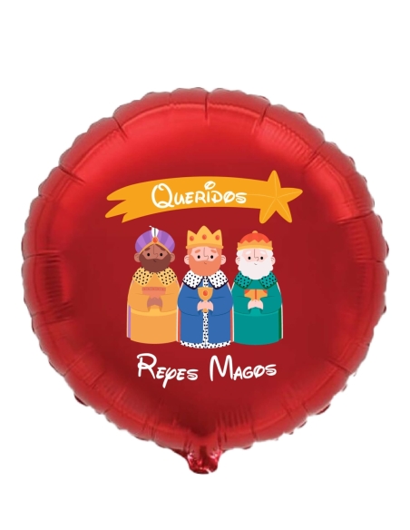 Globos Queridos Reyes Magos 2022 Redondo 78cm Rojo