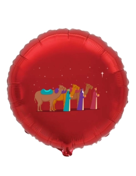 Globos Queridos Reyes Magos Camellos Redondo 78cm Rojo