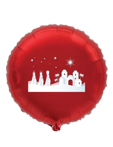 Globos Queridos Reyes Magos Portal Belen Redondo 78cm Rojo