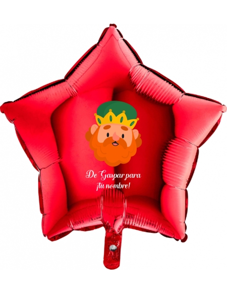 Globos Reyes Magos Gaspar Personalizado Estrella 45cm Rojo