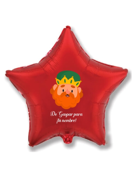 Globos Reyes Magos Gaspar Personalizado Estrella 78cm Rojo