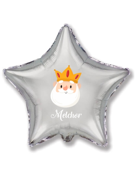 Globos Reyes Magos Melchor Nombre Estrella 78cm Plata