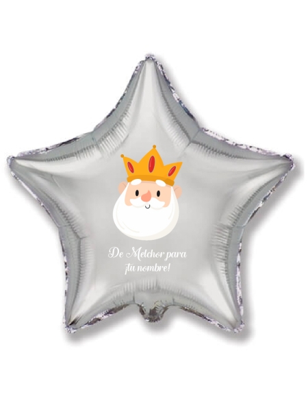 Globos Reyes Magos Melchor Personalizado Estrella 78cm Plata