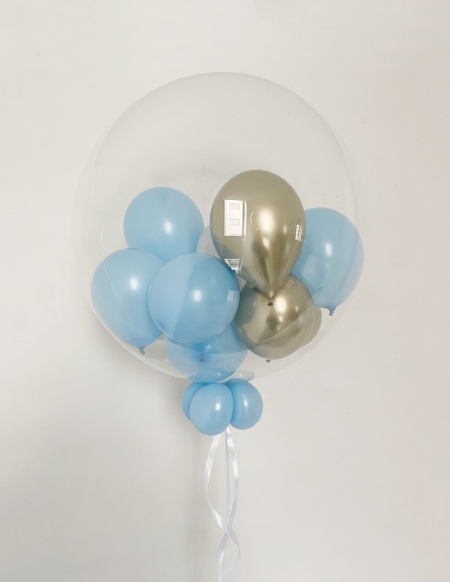 Burbuja con Mini Globos Azul