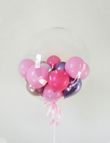 Burbuja con Mini Globos Fucsia