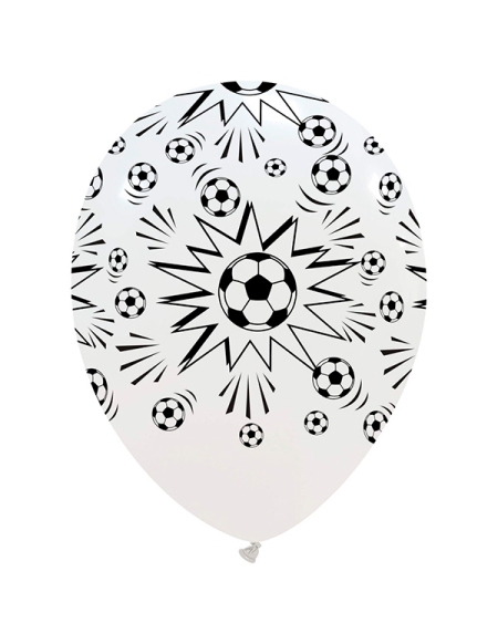 Globos Super Futbol Latex Redondos 30cm Pastel Blanco