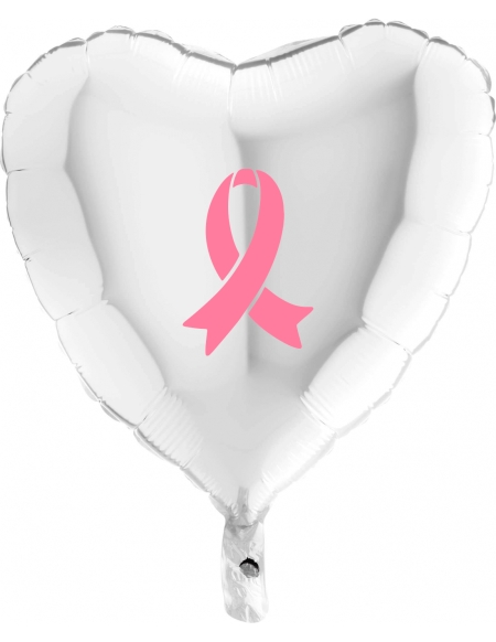 Globo Lazo Cáncer de Mama 45 cm Blanco